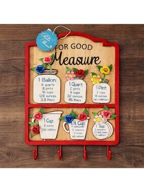 Pioneer Women Spring For Good Measure Flowers Farmhouse Kitchen Decor Wood RARE